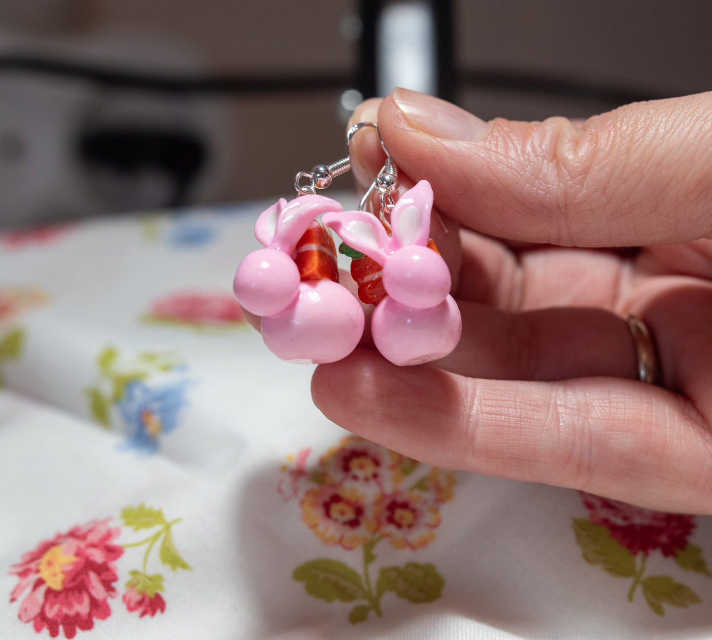 Stephany the Hoppy Carrot Cake bunny earrings