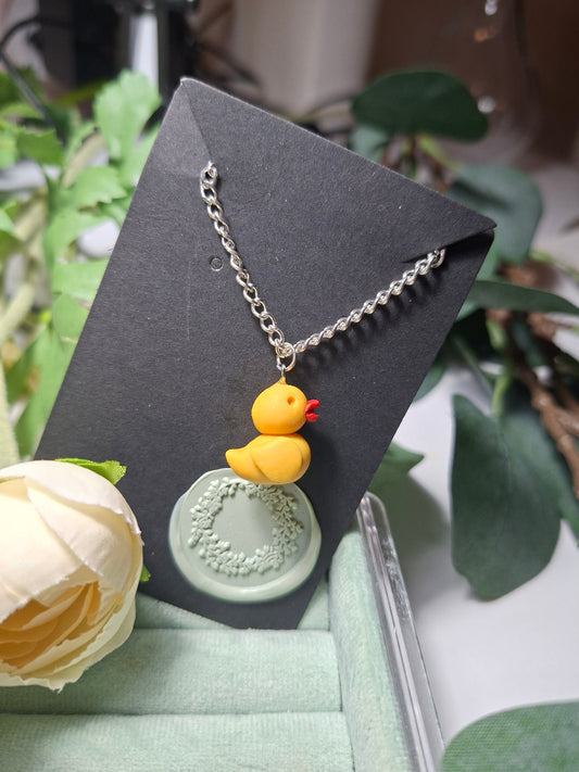 rubber duck polymer clay necklace