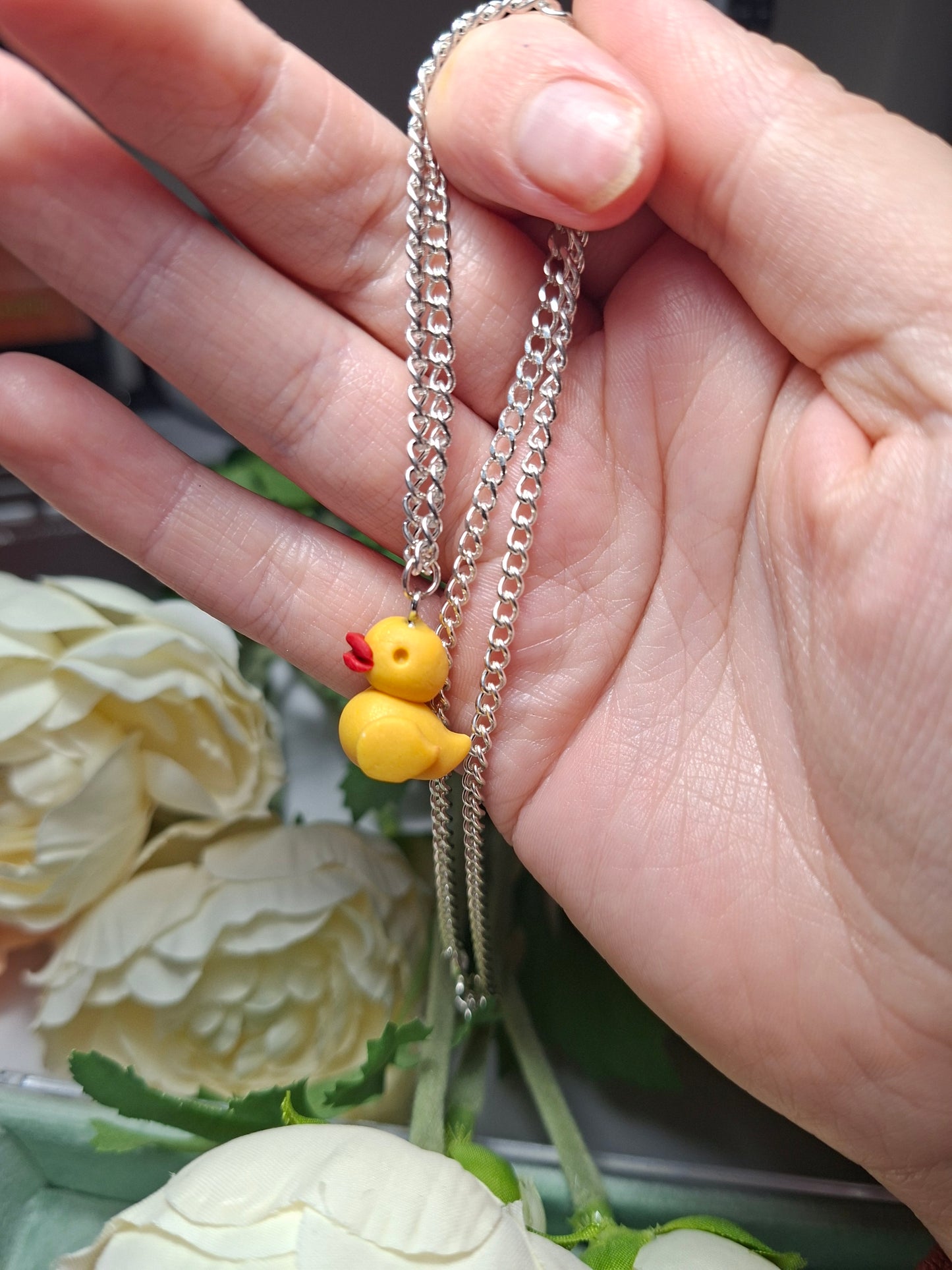 rubber duck polymer clay necklace