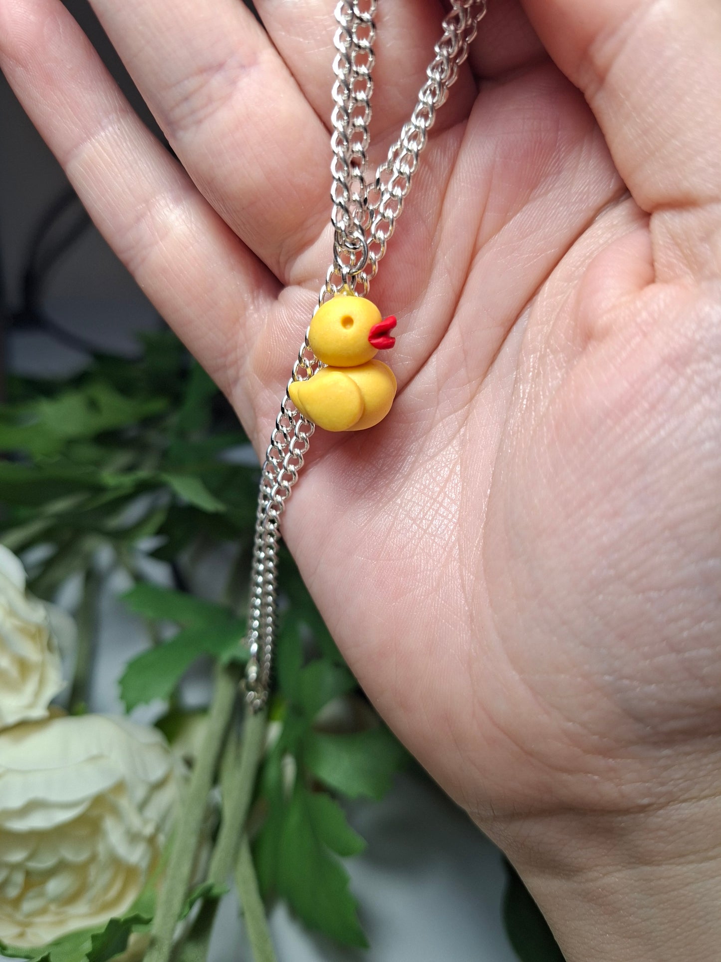rubber duck polymer clay necklace