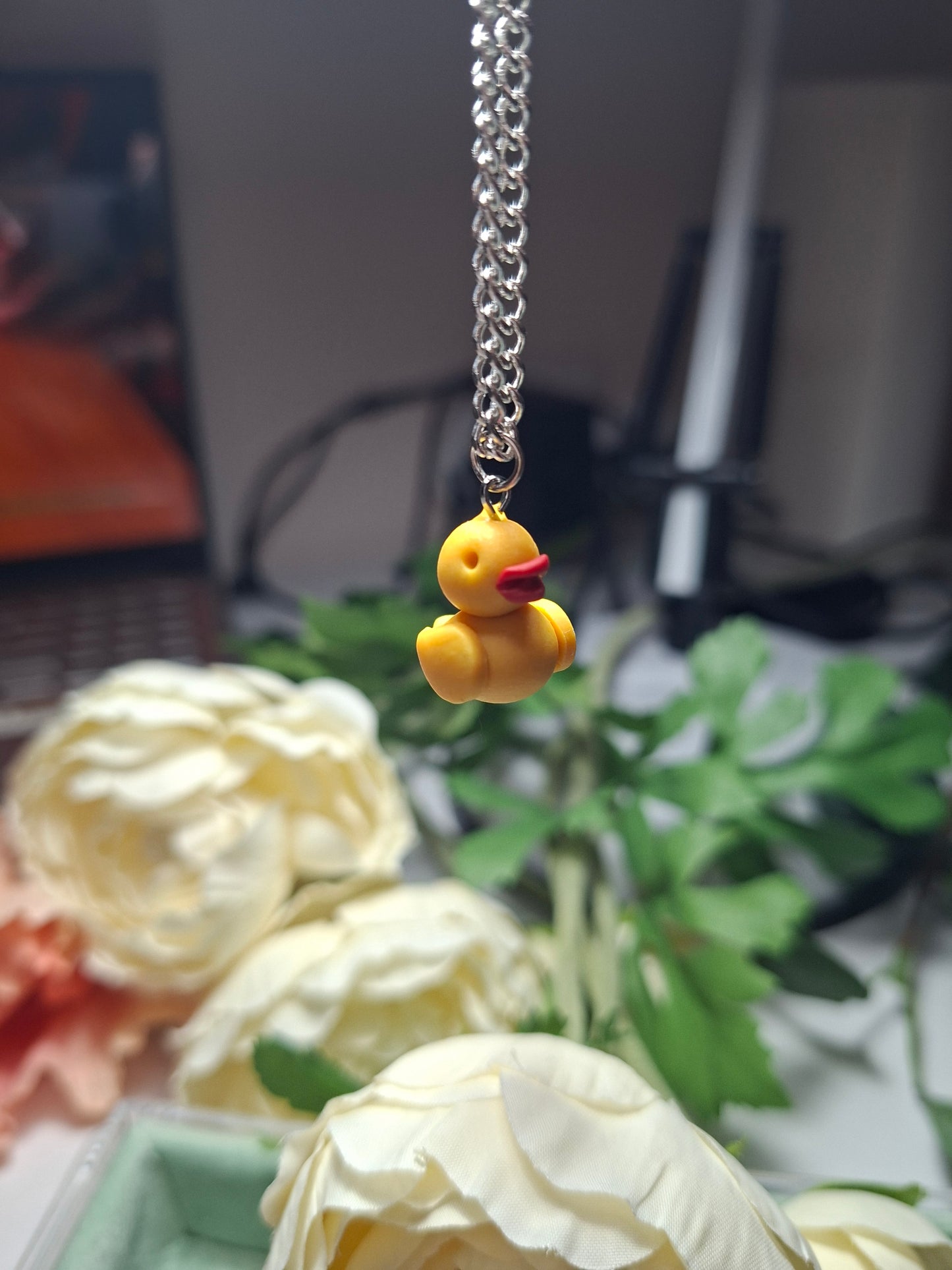 rubber duck polymer clay necklace