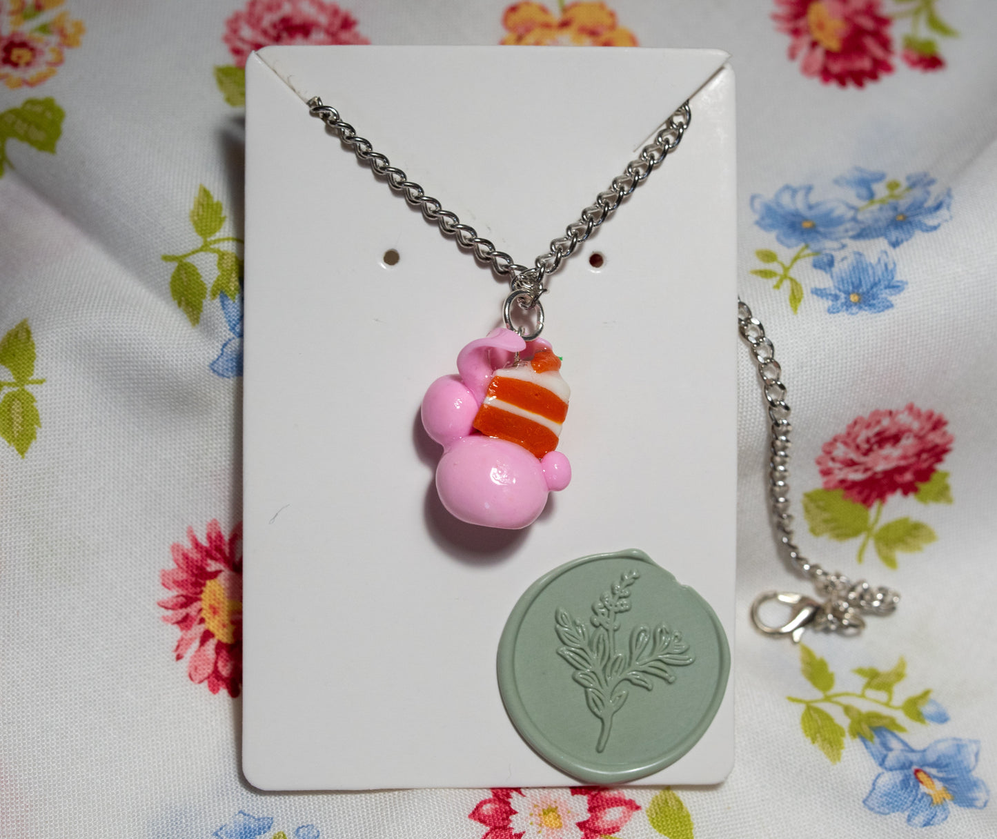 Stephany Hoppy Carrot Cake bunny necklace