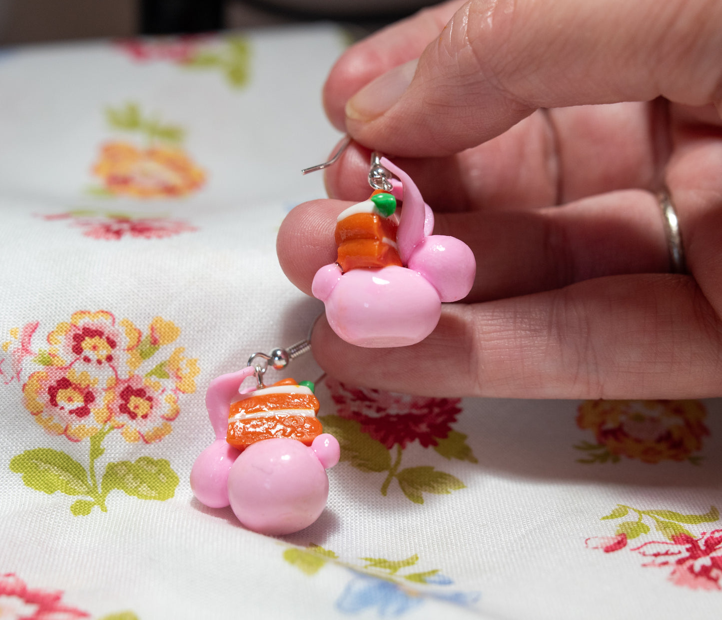 Stephany the Hoppy Carrot Cake bunny earrings