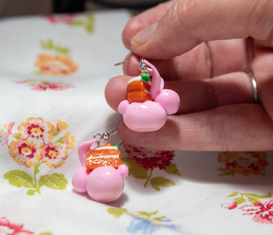 Stephany the Hoppy Carrot Cake bunny earrings