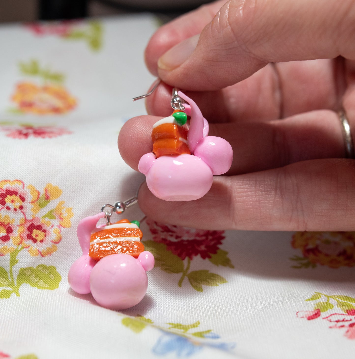 Stephany the Hoppy Carrot Cake bunny earrings