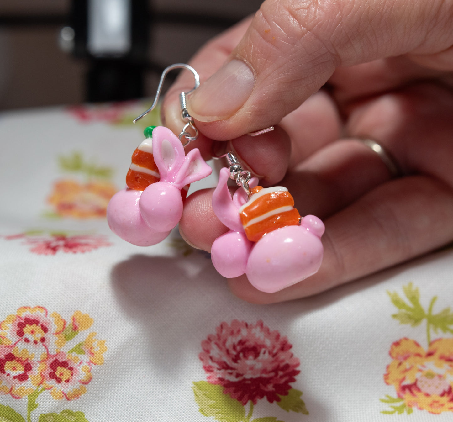 Stephany the Hoppy Carrot Cake bunny earrings